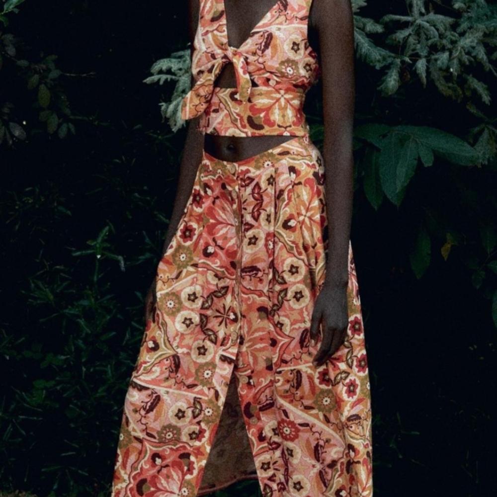 Zara Multicolor Floral Skirt Set
